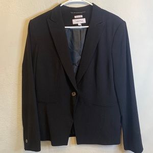 Calvin Klein Size 14 Black One Button Blazer